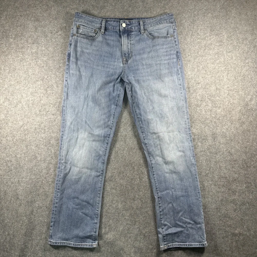 Aeropostale Athletic‎ Straight Jeans 31/30 Blue Light Wash Stretch Denim